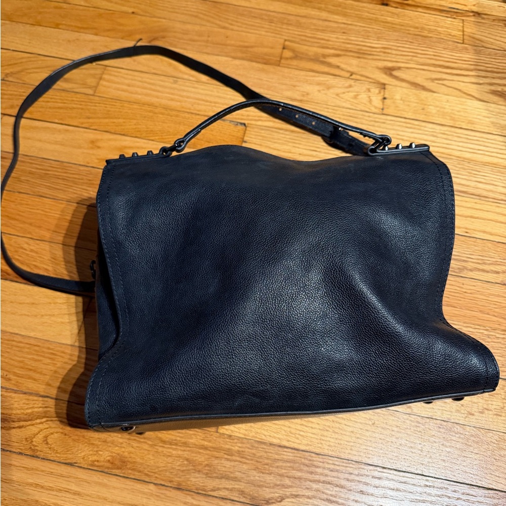 C&C California Leather Shoulder Satchel Purse Black Bag Lexi Crossbody tote stud
